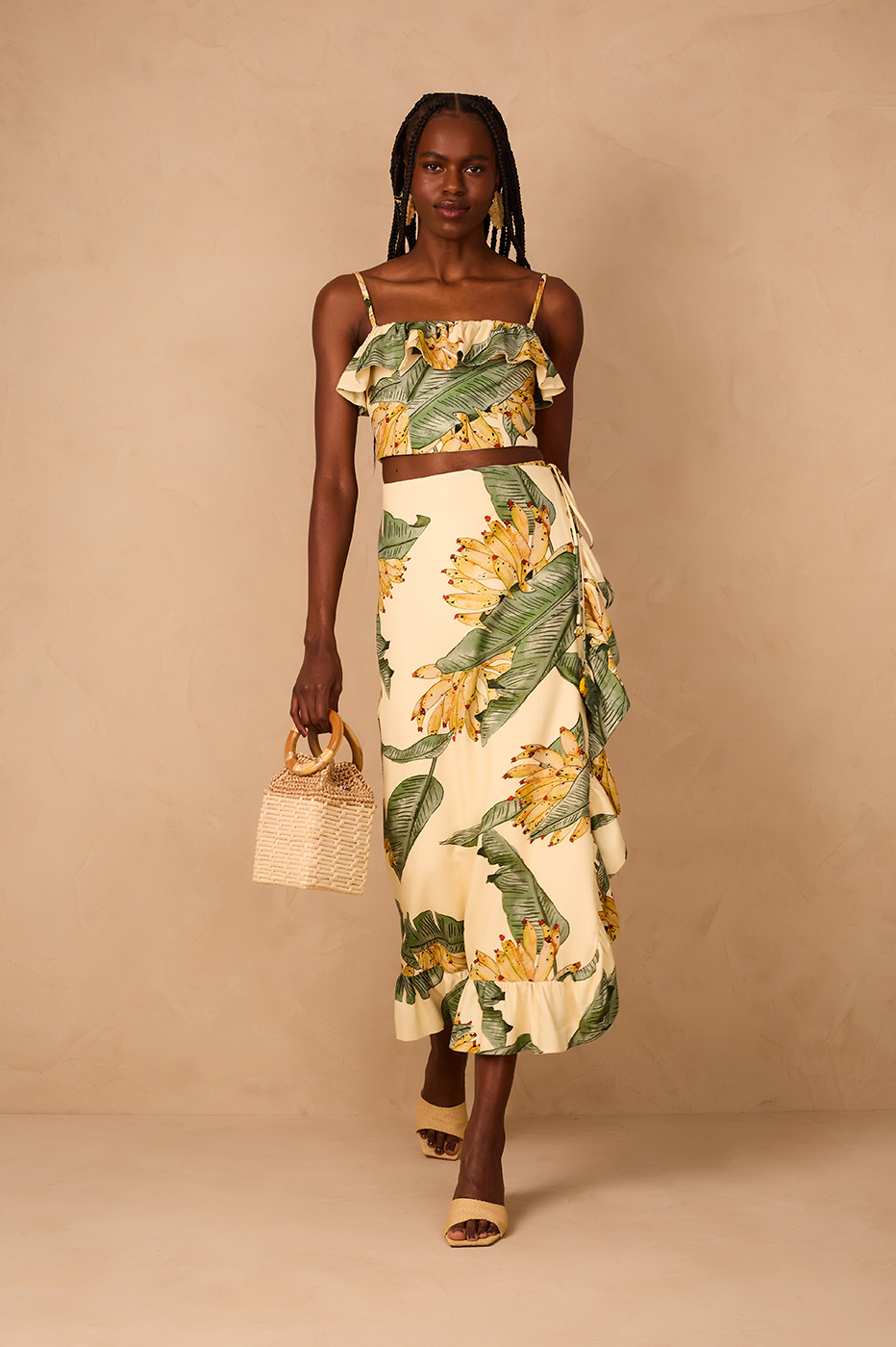 Ruffled Pareo Skirt with Paradise Print_1