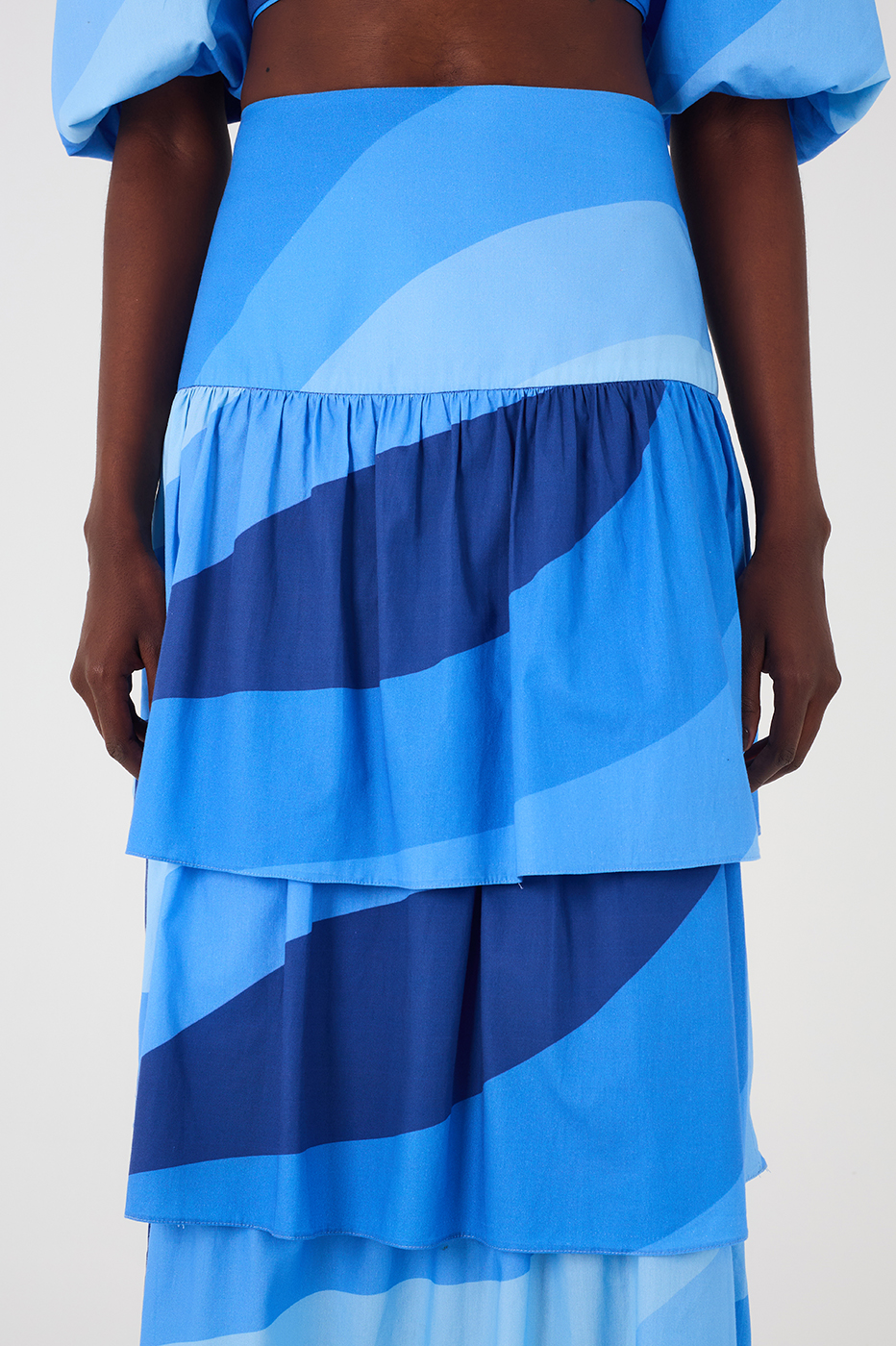 Waves Print Layered Skirt