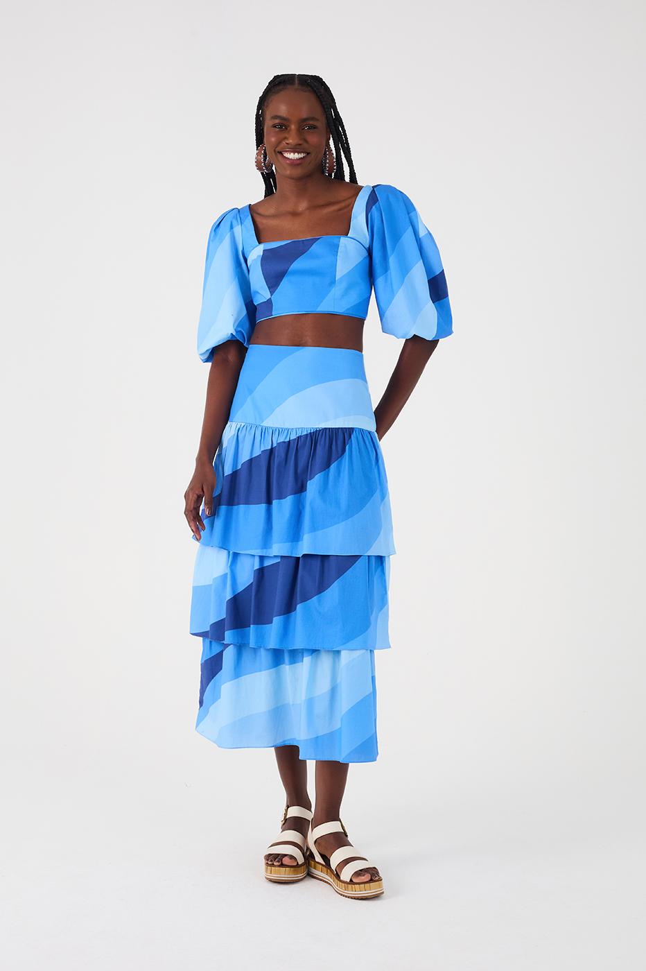 Waves Print Layered Skirt