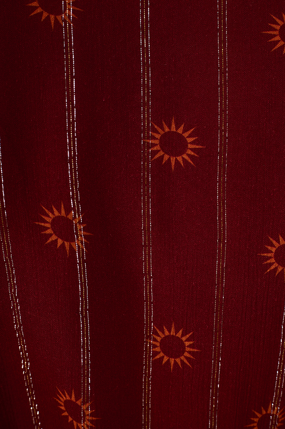 Marsala Solar Lurex Elastic Waist Boho Maxi Skirt