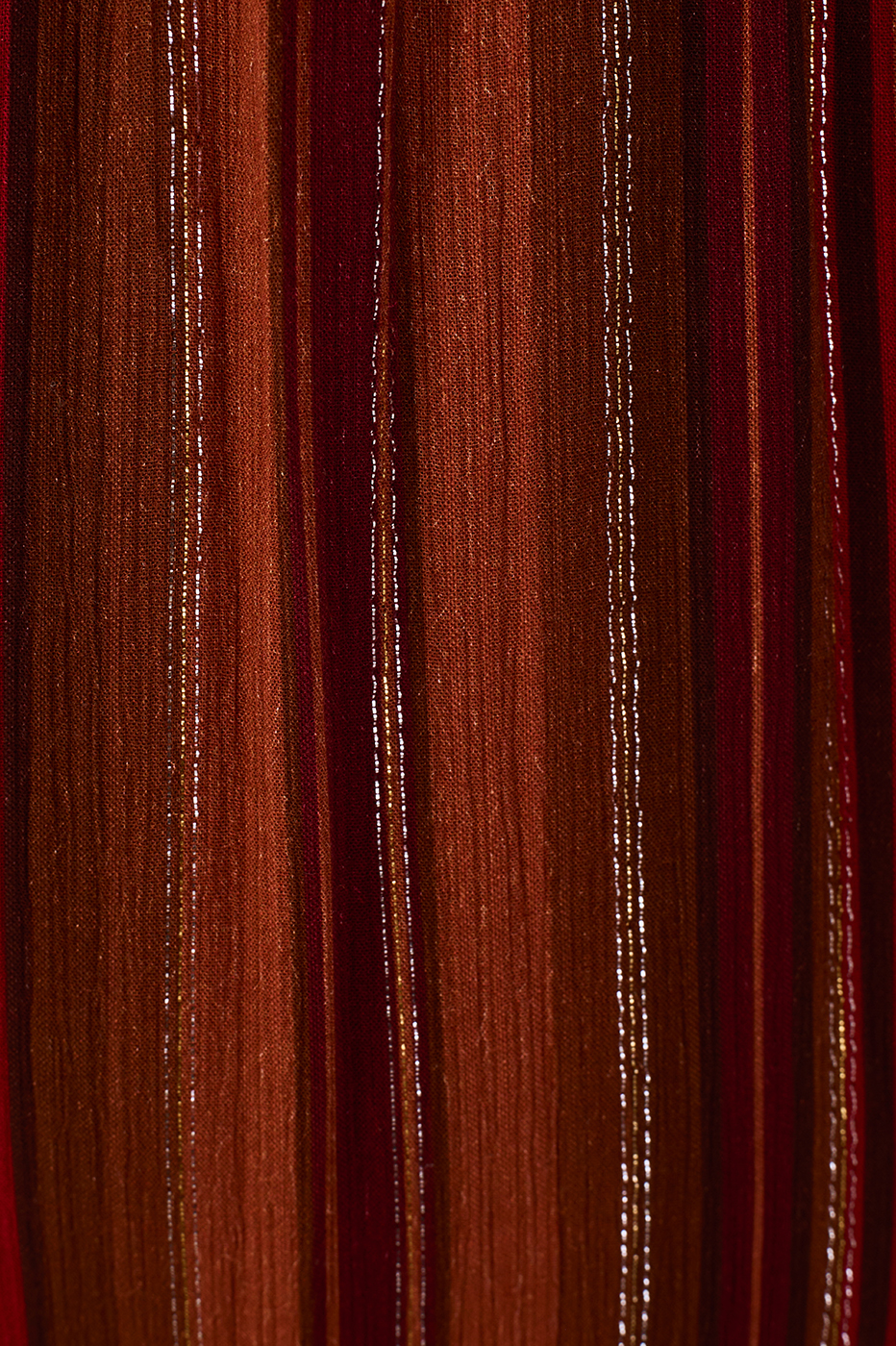 Brown Refugio Lurex Tiered Drawstring Maxi Skirt