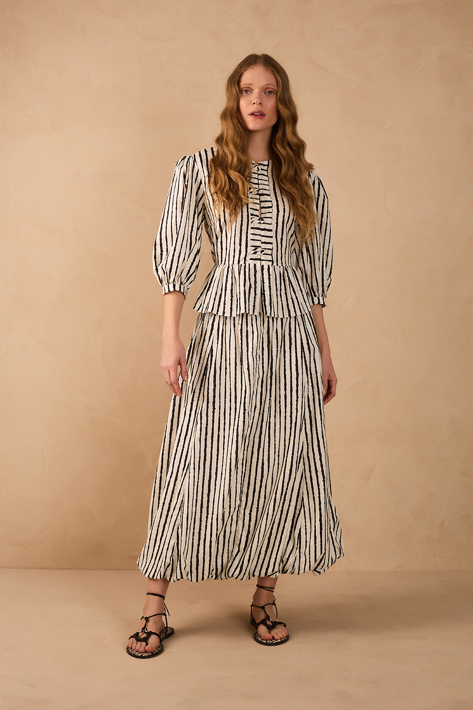 Bicolor Icarai Elastic Waistline Balloon Maxi Skirt