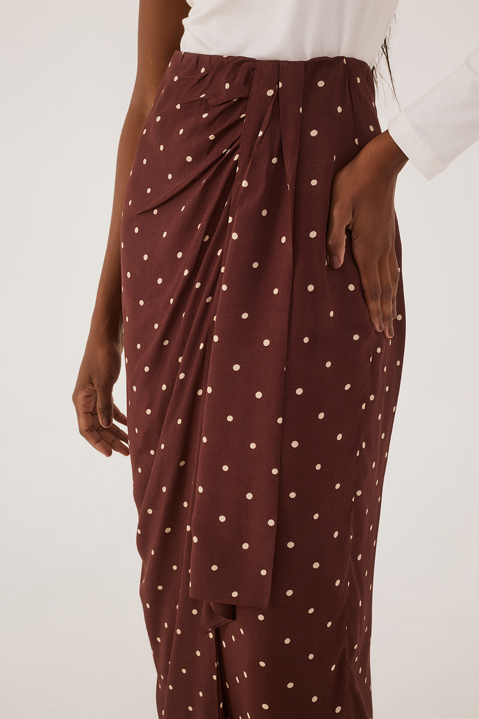 Brown Noite Front Ties Wrap Maxi Skirt