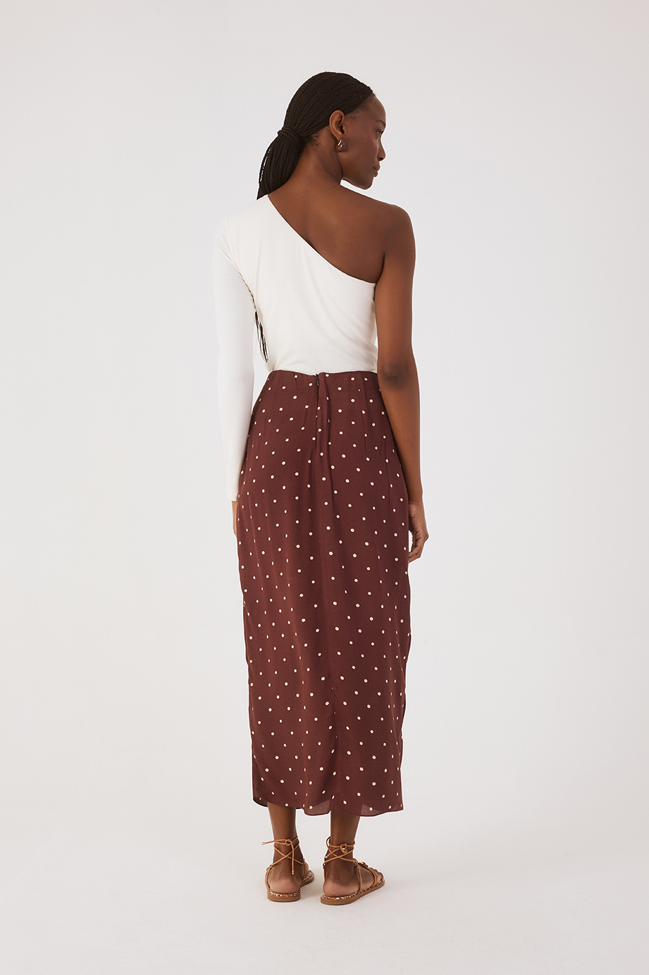 Brown Noite Front Ties Wrap Maxi Skirt