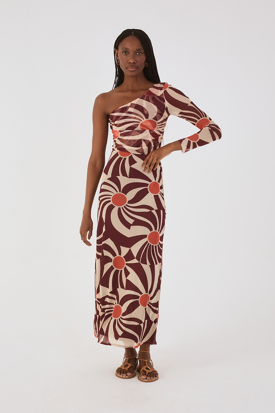 Brown Sunset Slim Tulle Maxi Skirt