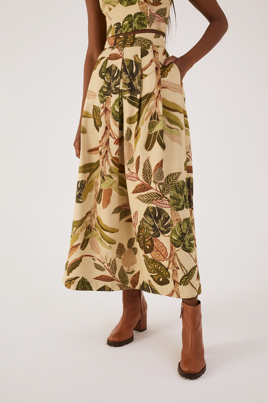Forest Print Pleated Skirt_4