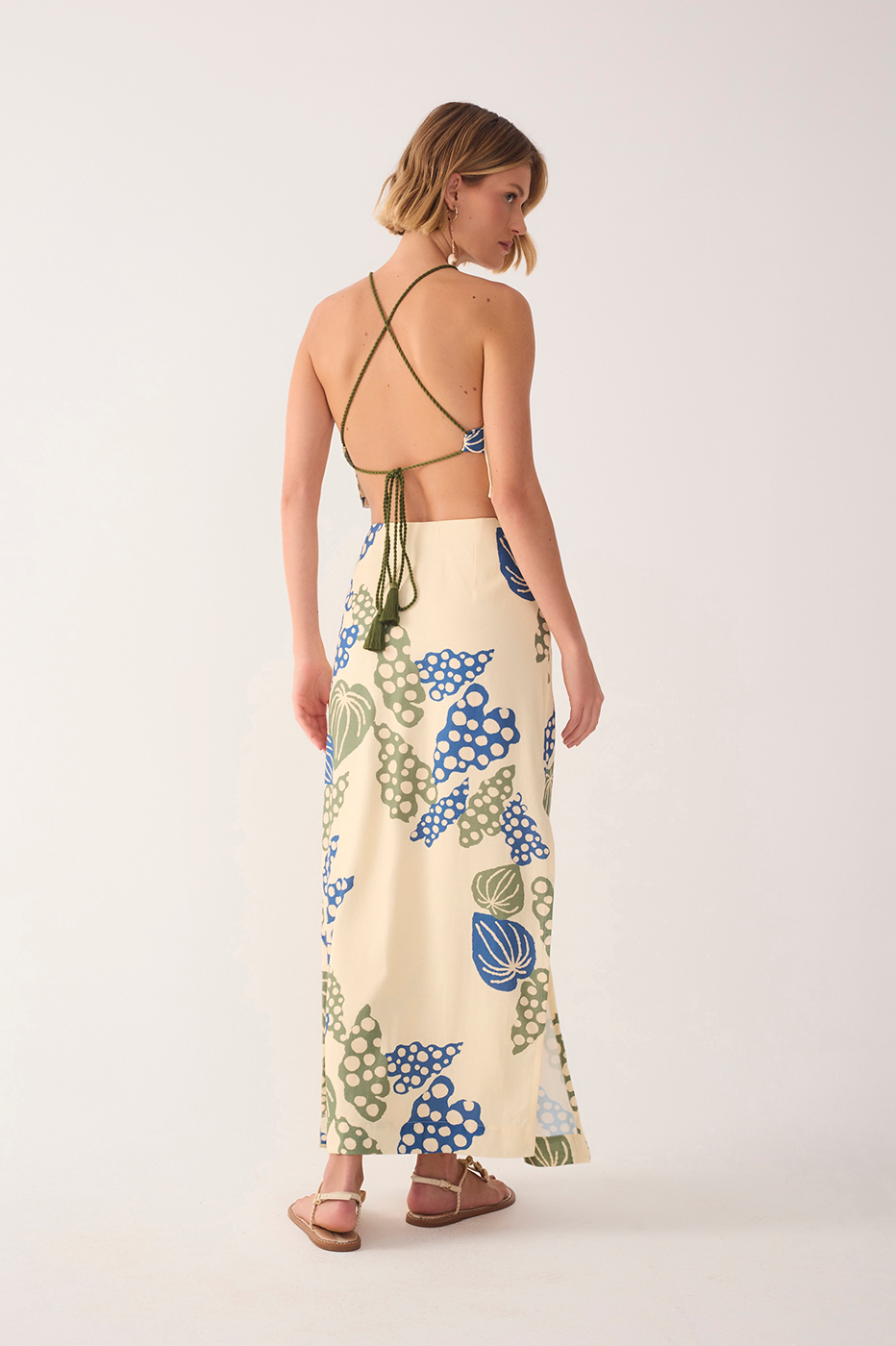 Begonia Print Linen Cropped Skirt_5