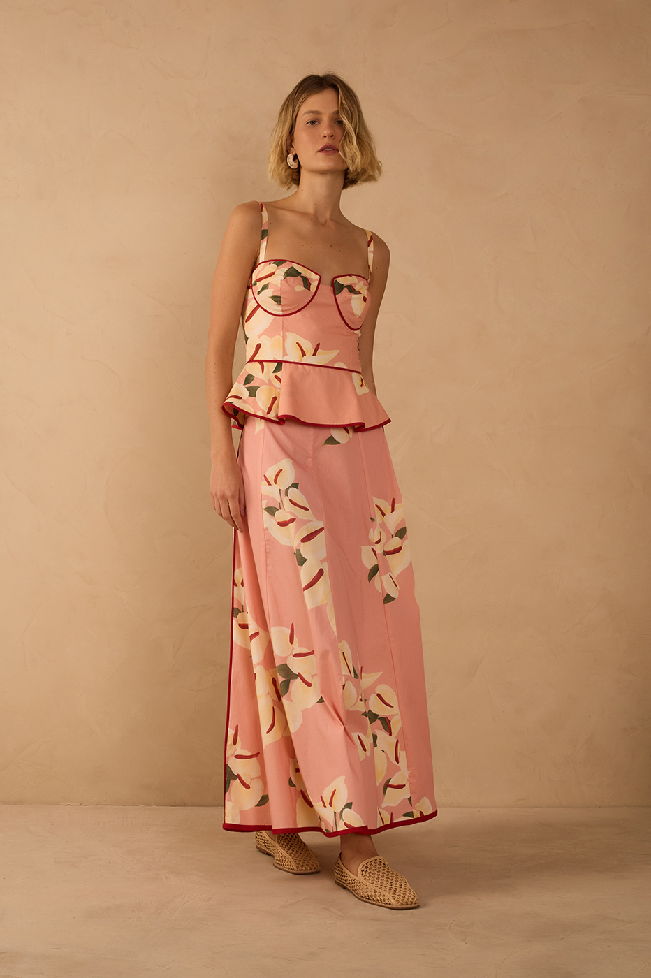 Cropped Poplin Antúrio Print Skirt_1