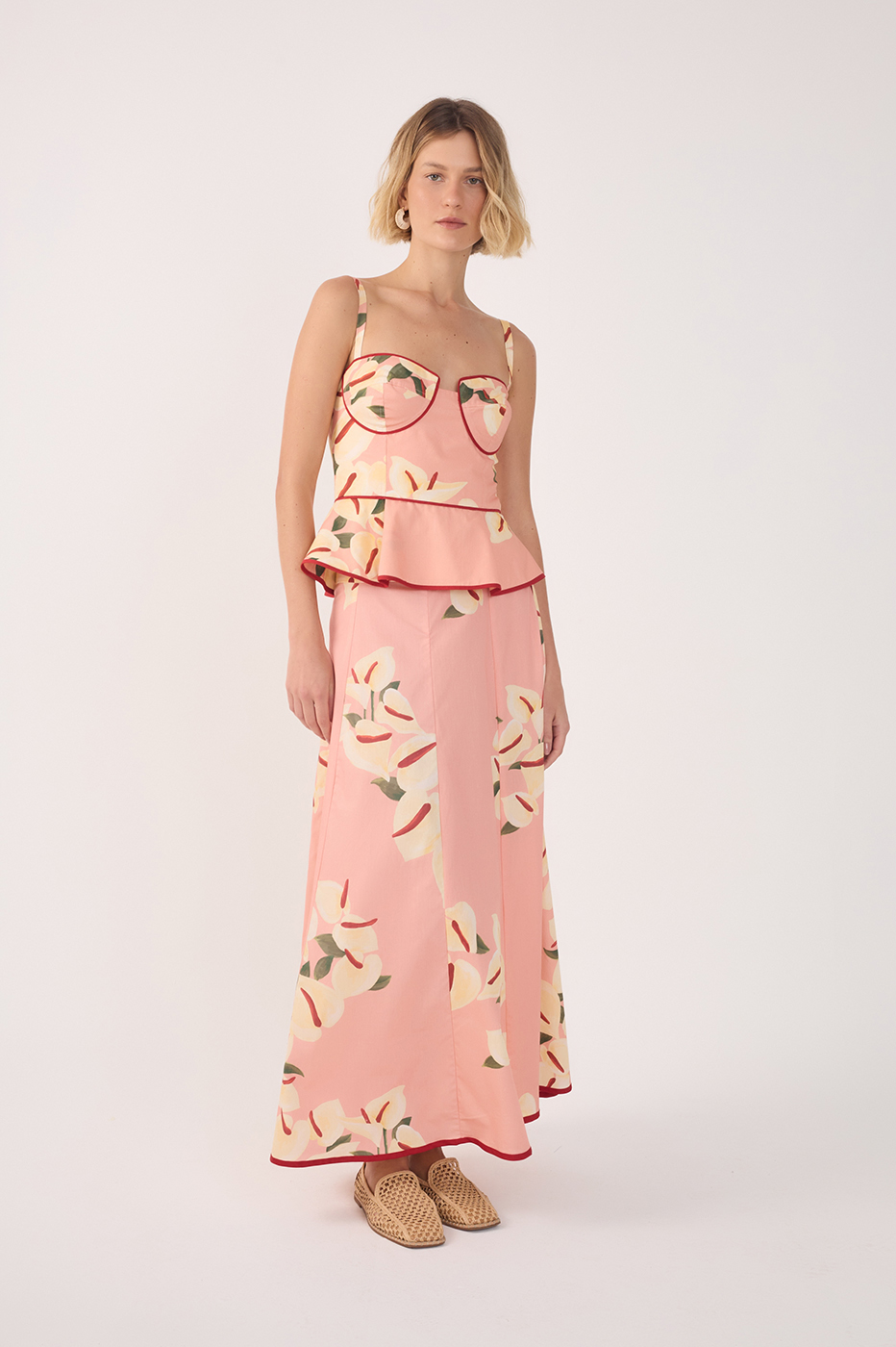 Cropped Poplin Antúrio Print Skirt_2