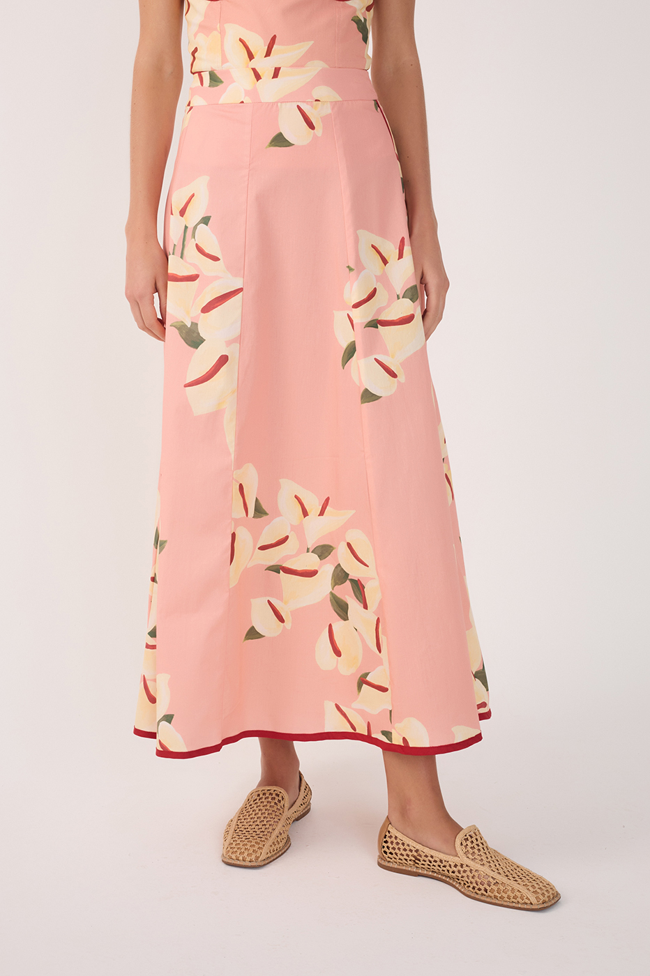 Cropped Poplin Antúrio Print Skirt_4