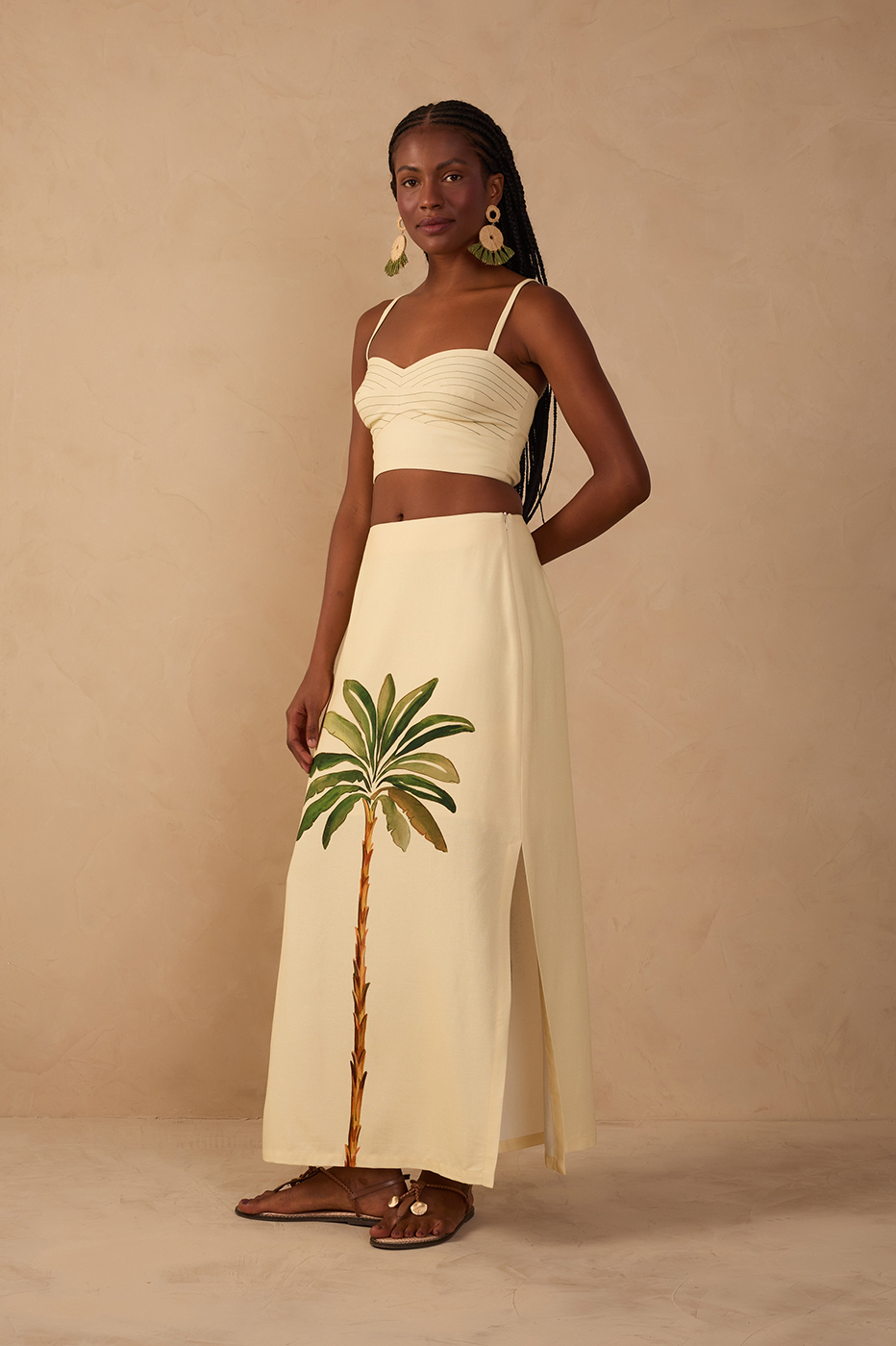 Cropped Linen Tropicana Print Skirt_1