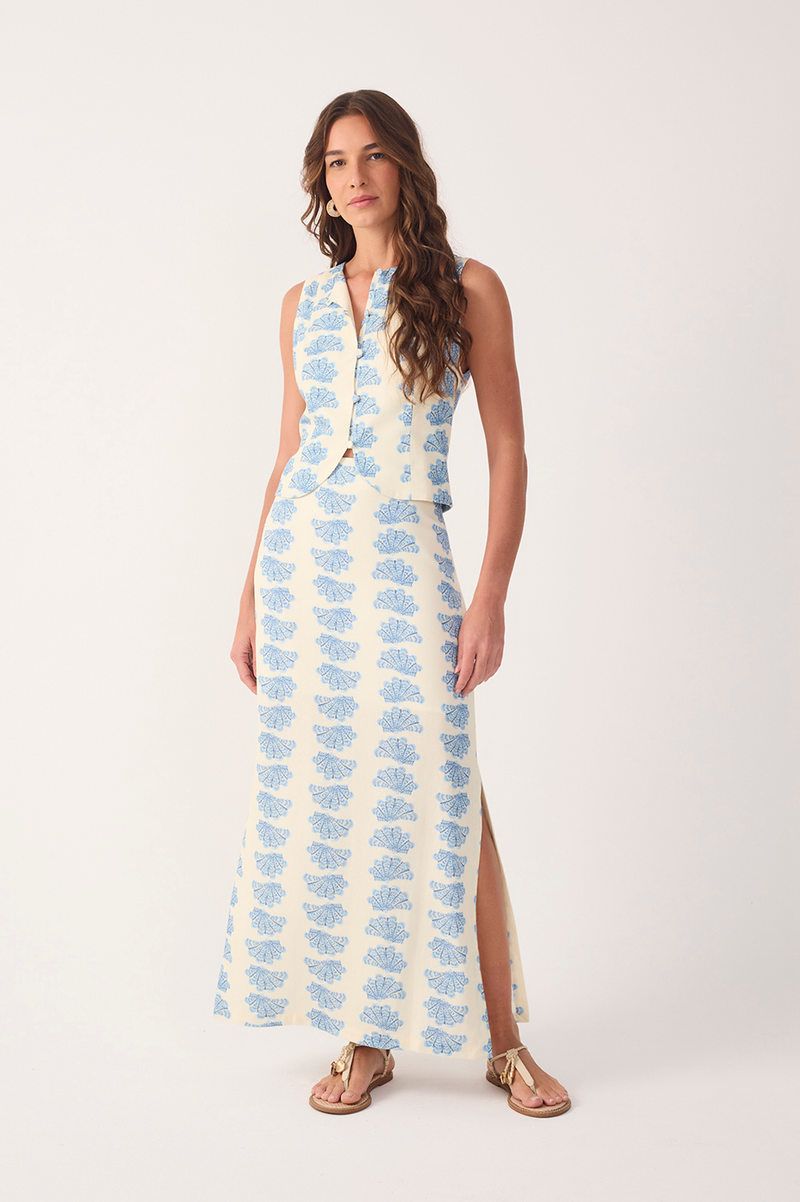 Off-White Aquario Side Slit Linen Maxi Skirt_2