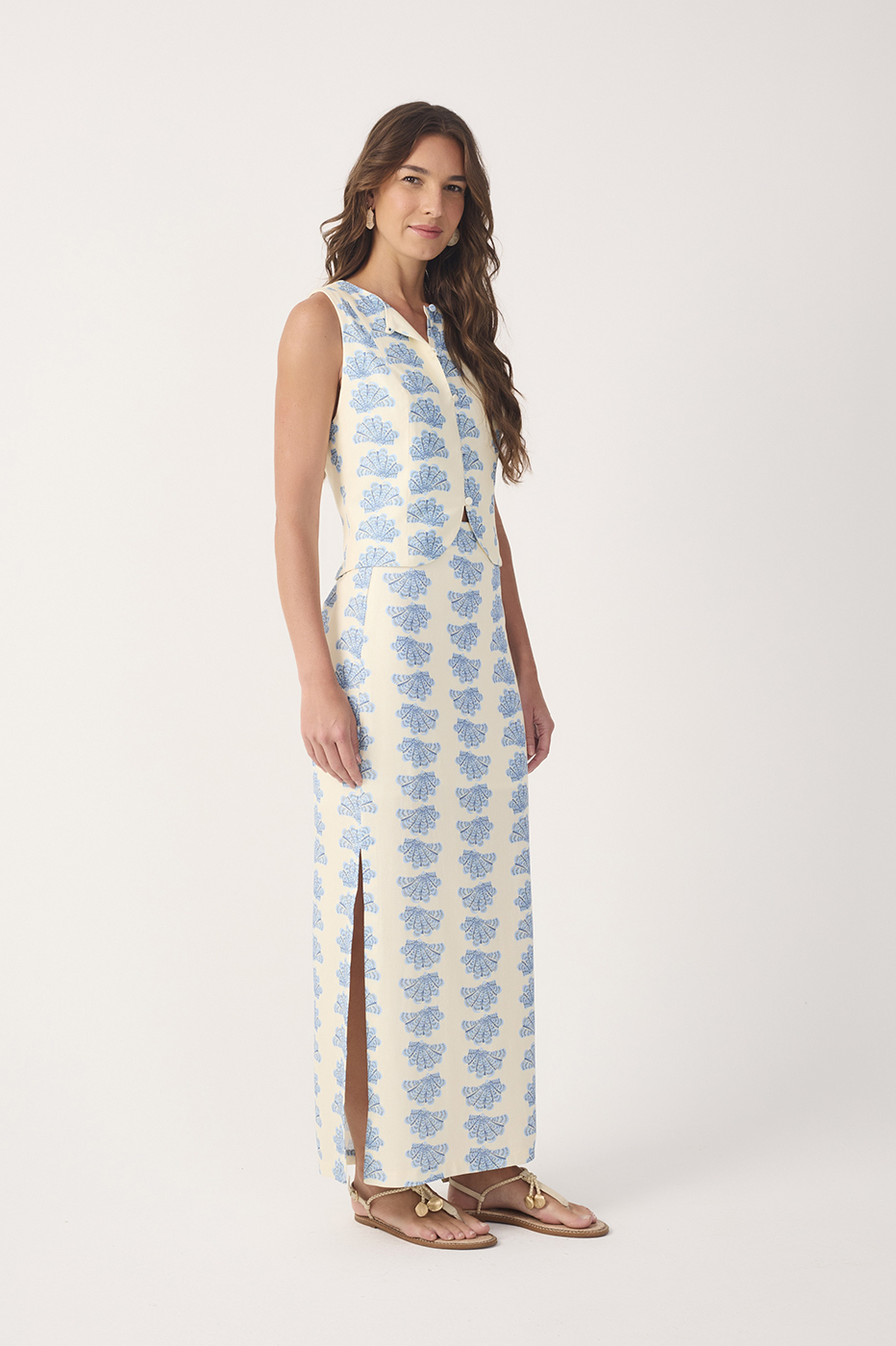 Off-White Aquario Side Slit Linen Maxi Skirt_3