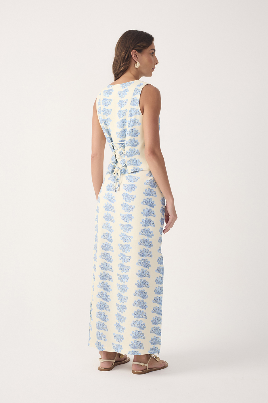 Off-White Aquario Side Slit Linen Maxi Skirt_6