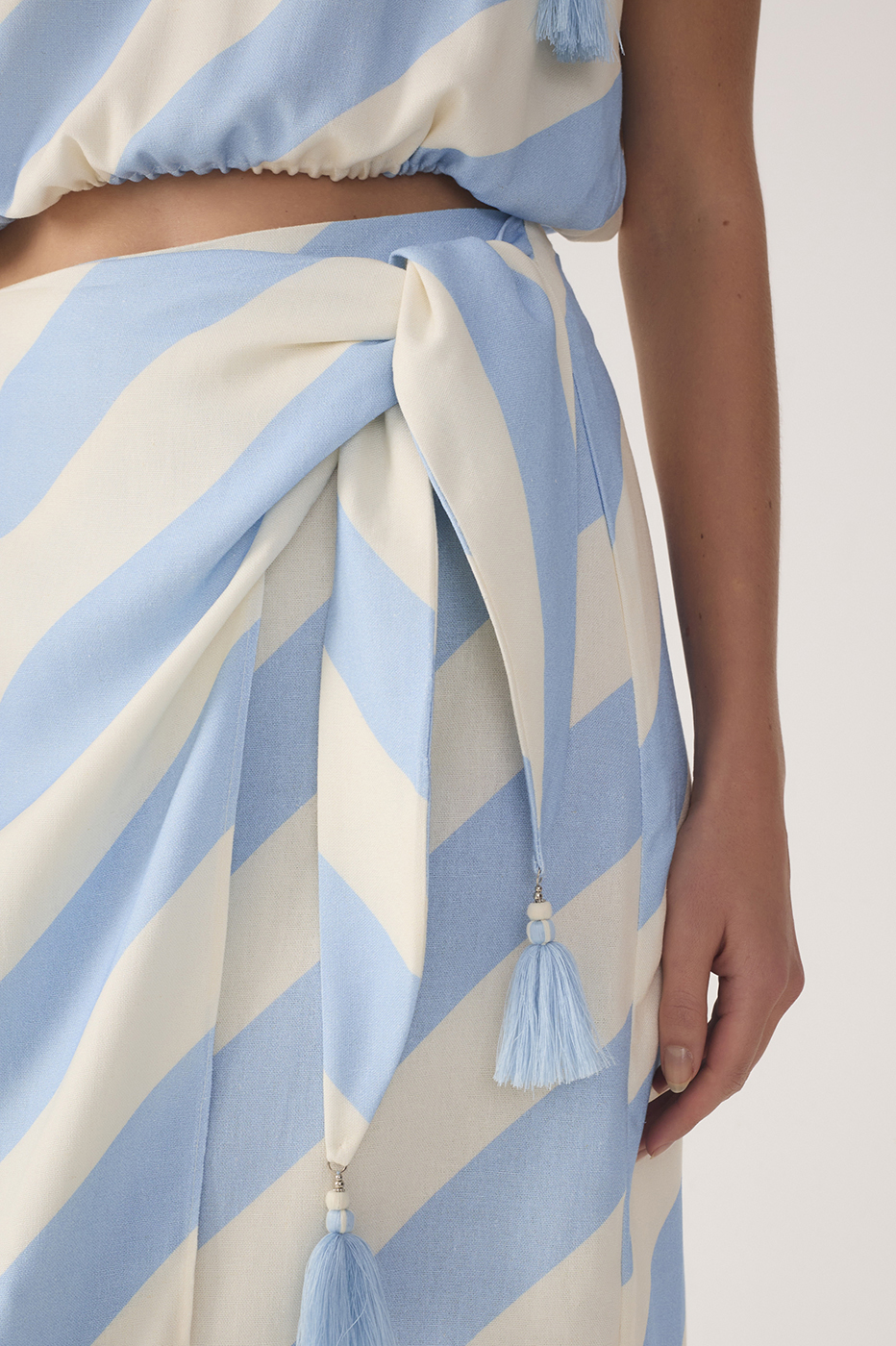 Caminho Do Mar Print Linen Midi Skirt