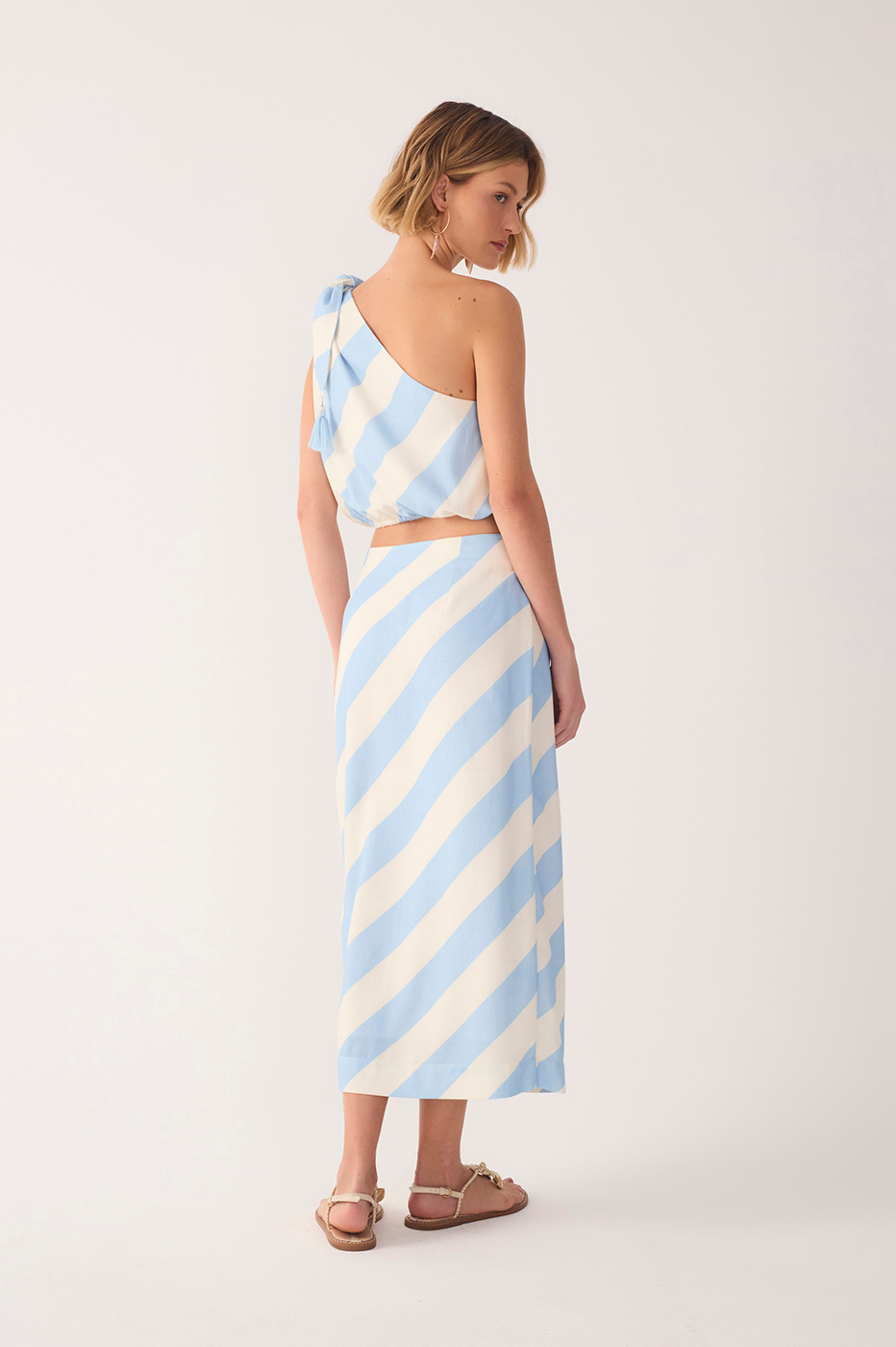 Caminho Do Mar Print Linen Midi Skirt