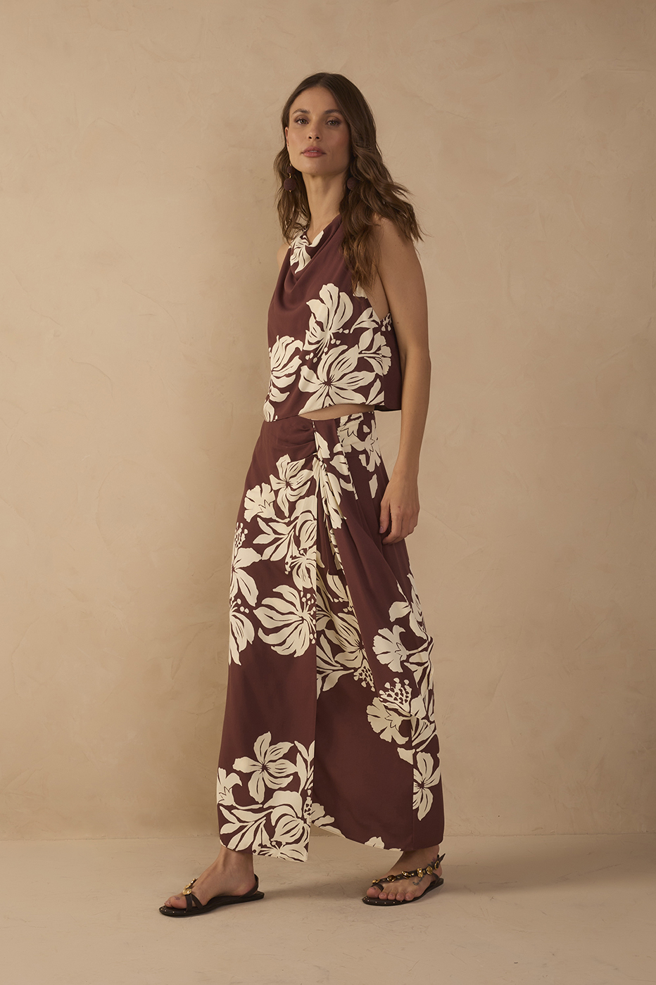 Brown Bela Flor Wrap Maxi Skirt_1