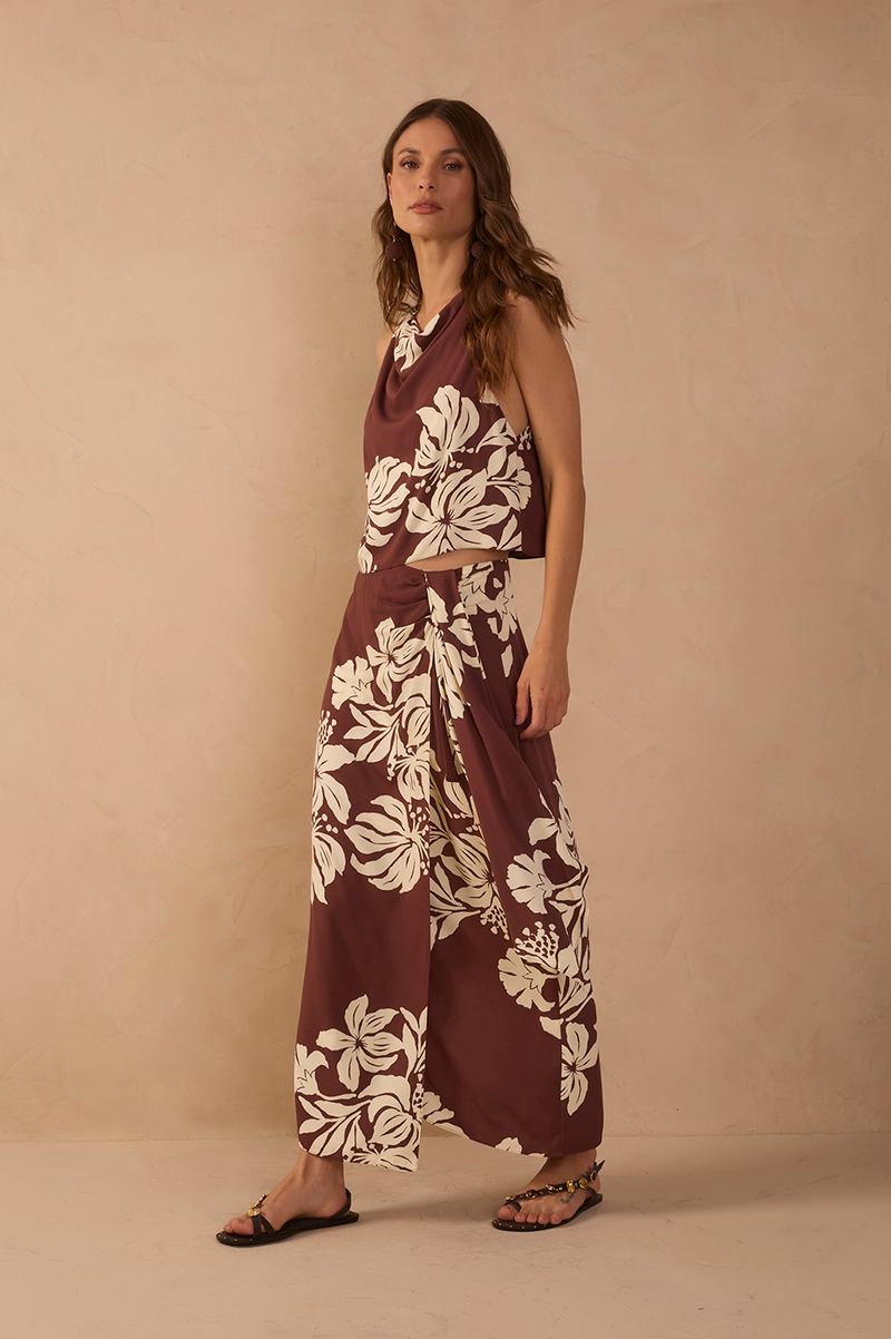 Brown Bela Flor Wrap Maxi Skirt_1