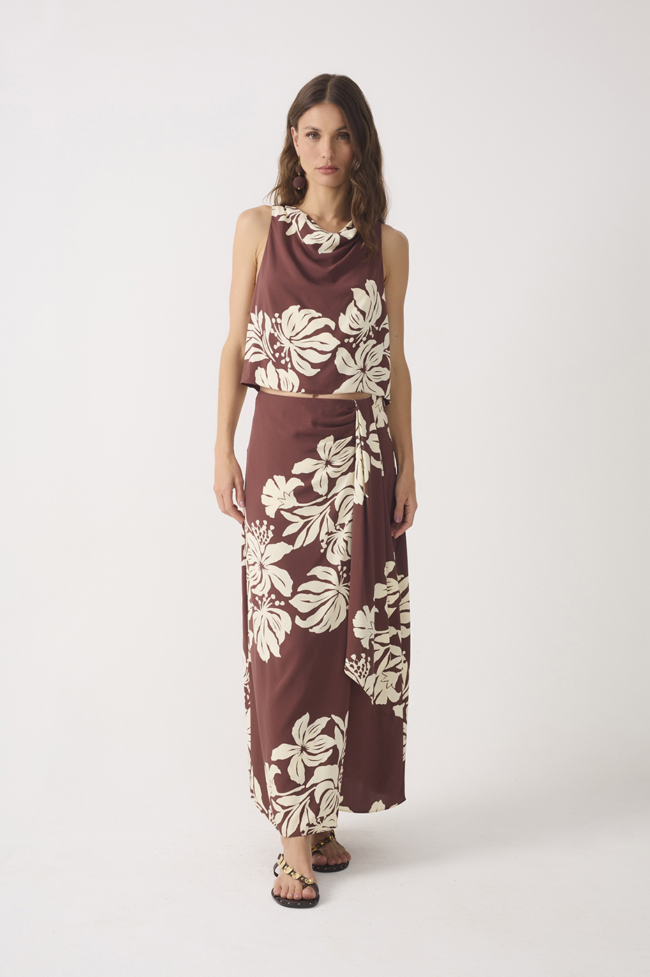 Brown Bela Flor Wrap Maxi Skirt_2