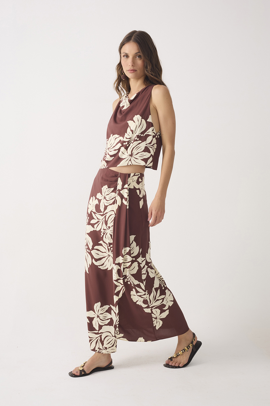 Brown Bela Flor Wrap Maxi Skirt_3