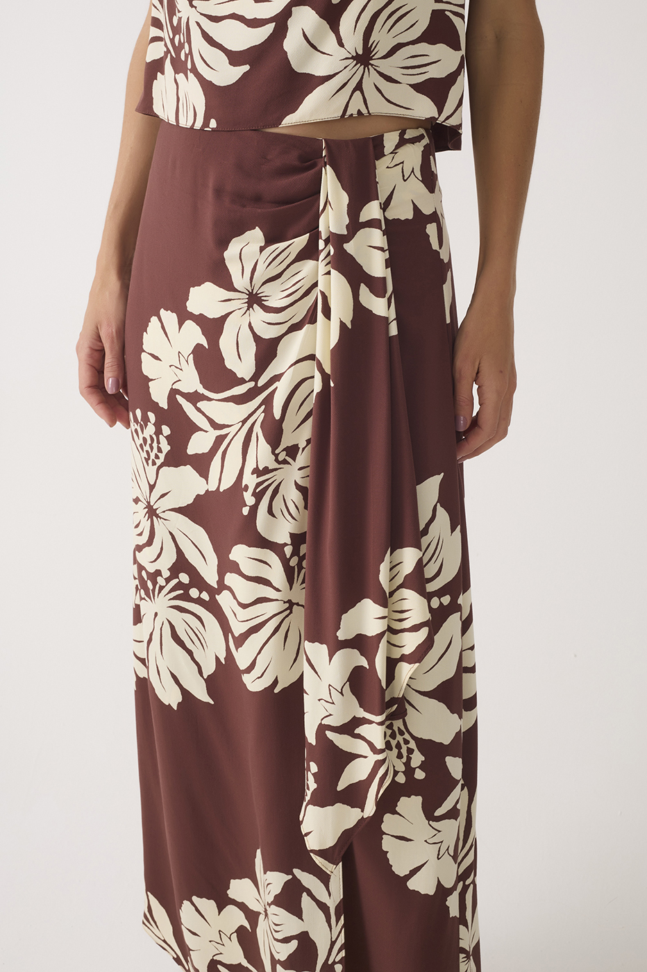 Brown Bela Flor Wrap Maxi Skirt_5