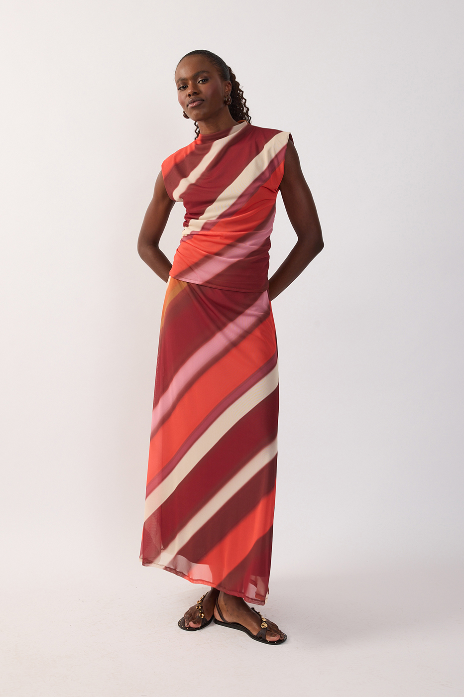 Multicolor Lumini Slim Tulle Maxi Skirt_2