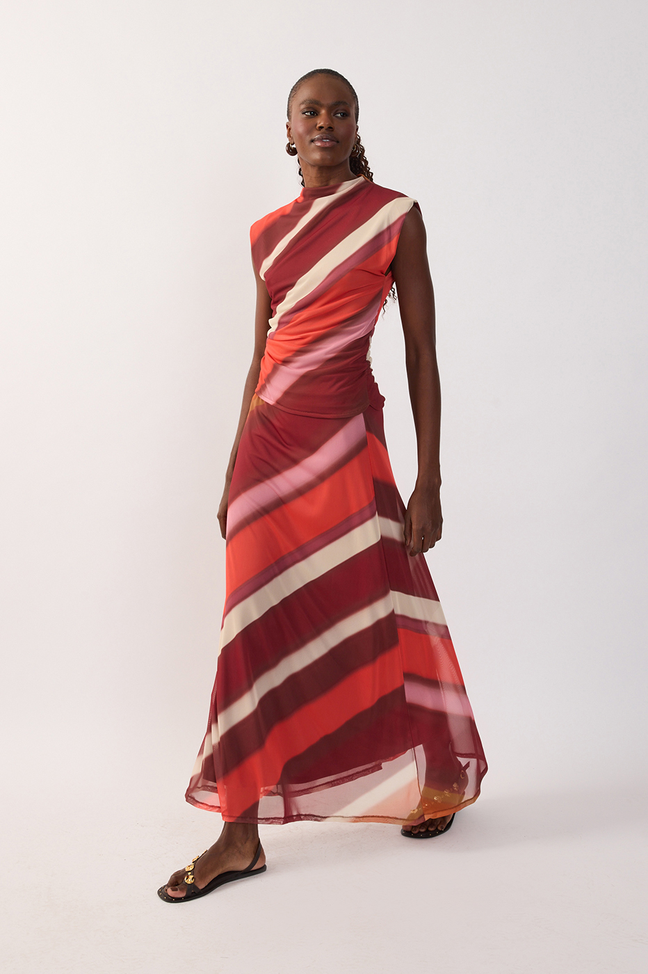 Multicolor Lumini Slim Tulle Maxi Skirt_3