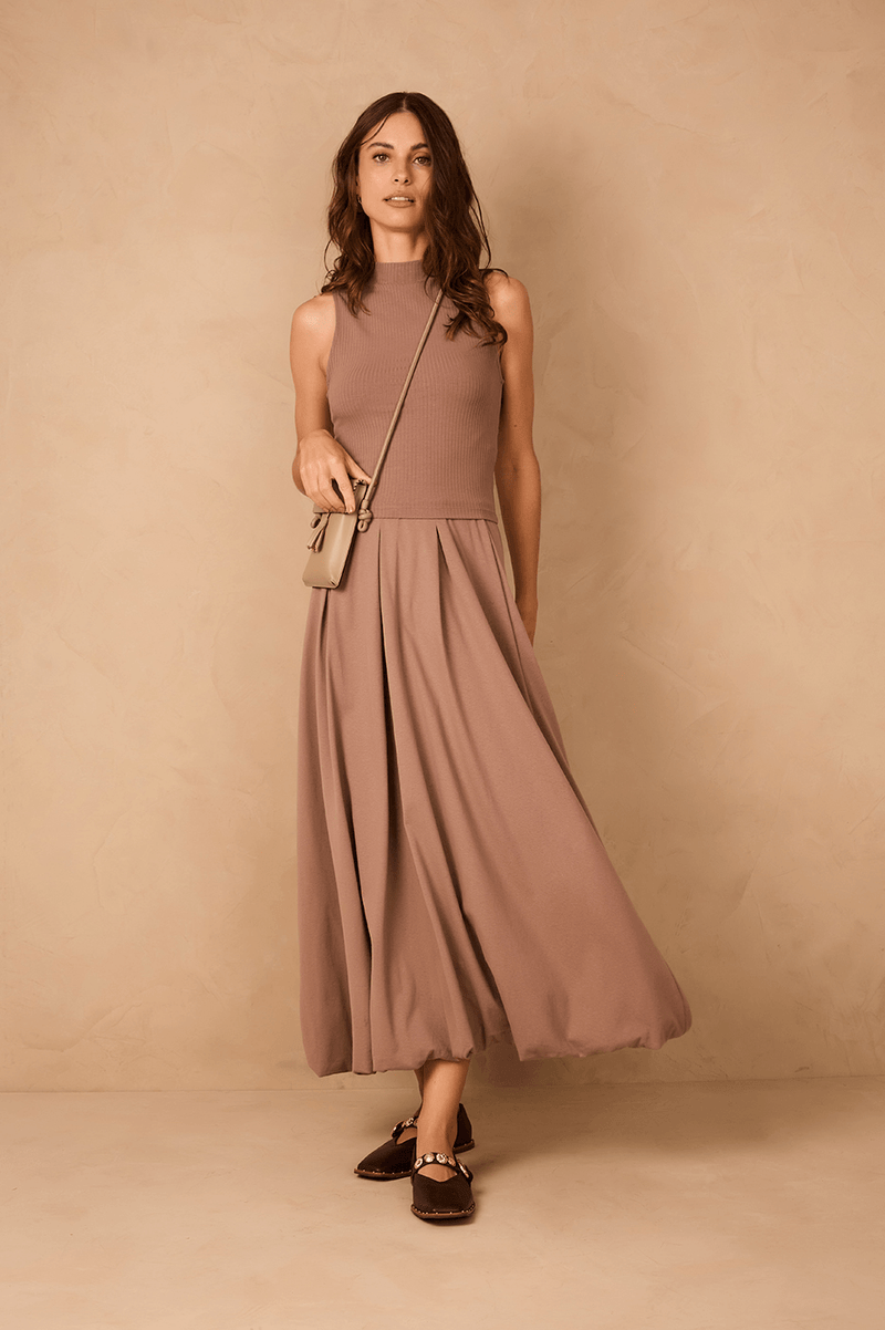 Gray Pleats Balloon Maxi Skirt_1