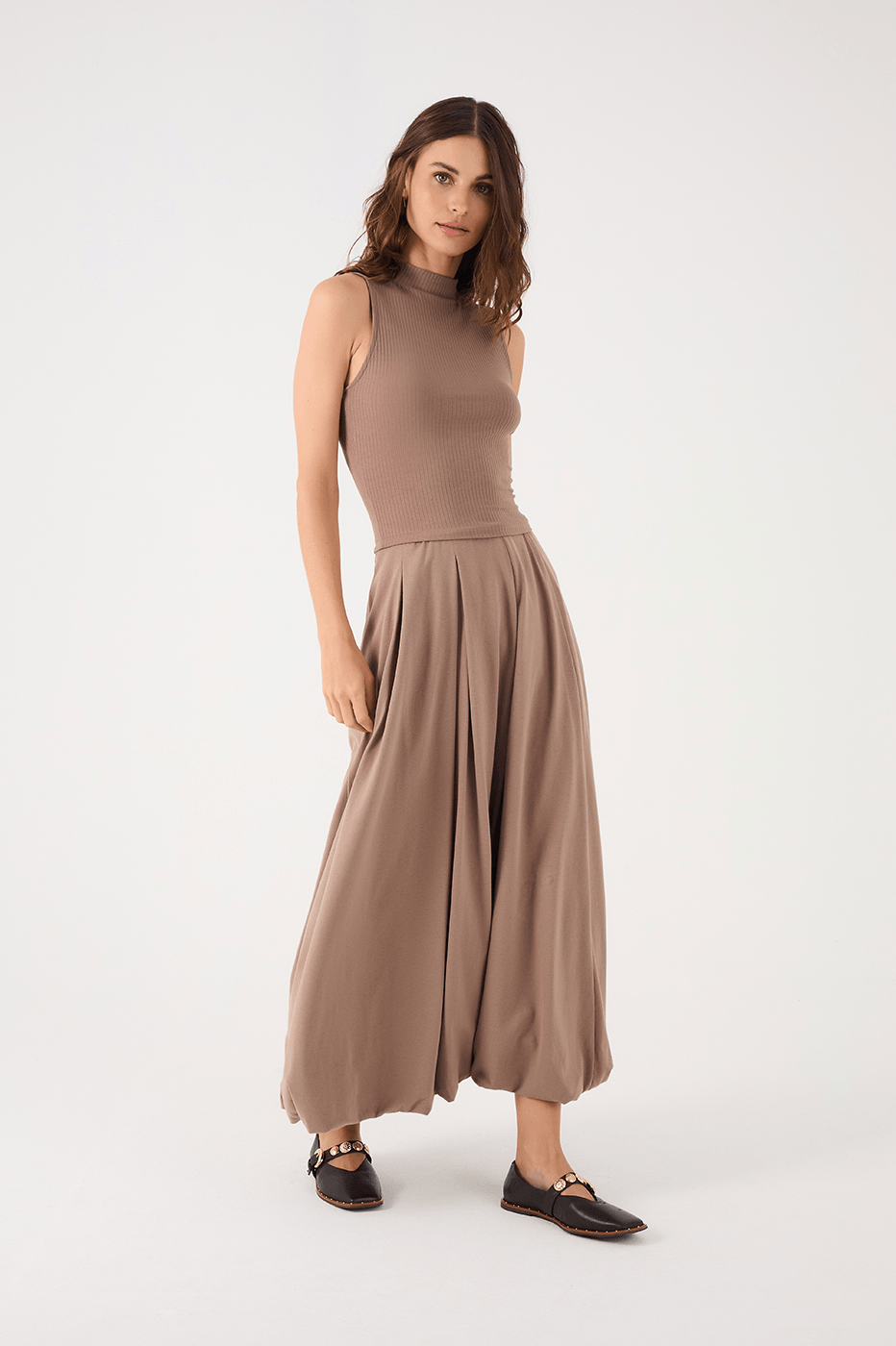 Gray Pleats Balloon Maxi Skirt