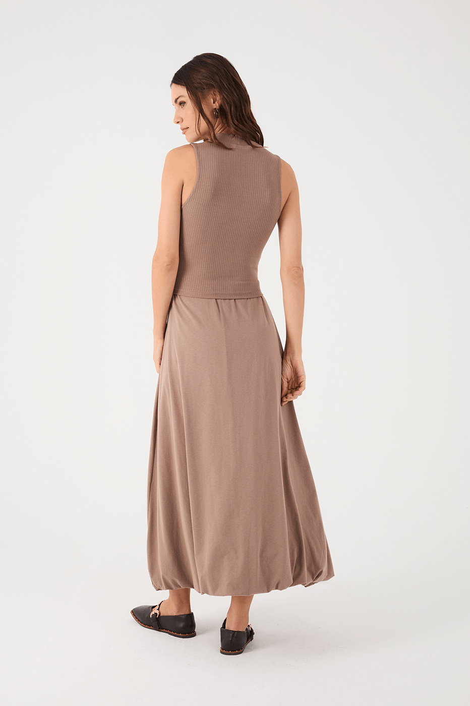 Gray Pleats Balloon Maxi Skirt