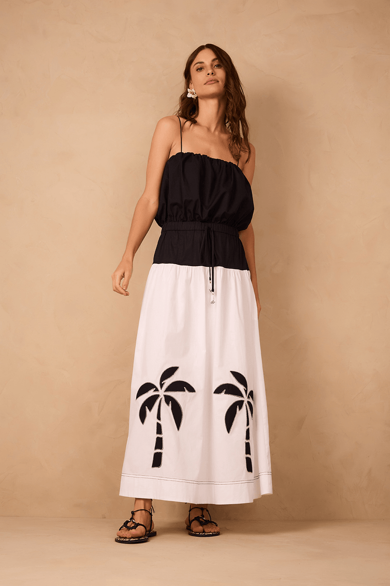 Black Front Slit Pockets Twill Maxi Skirt_1