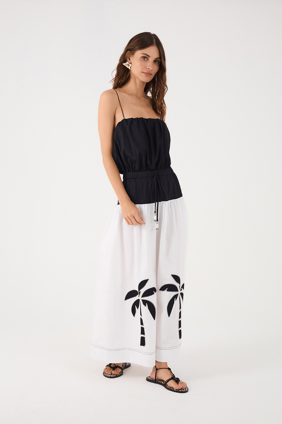 Black Front Slit Pockets Twill Maxi Skirt