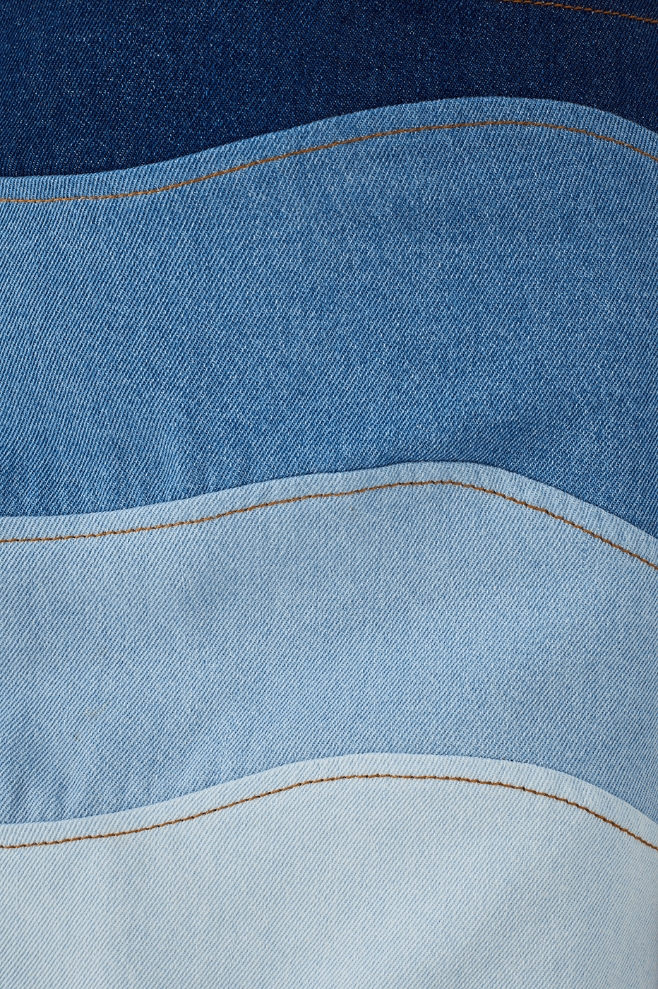 Denim Mixed Waves Asymmetric Mini Skirt