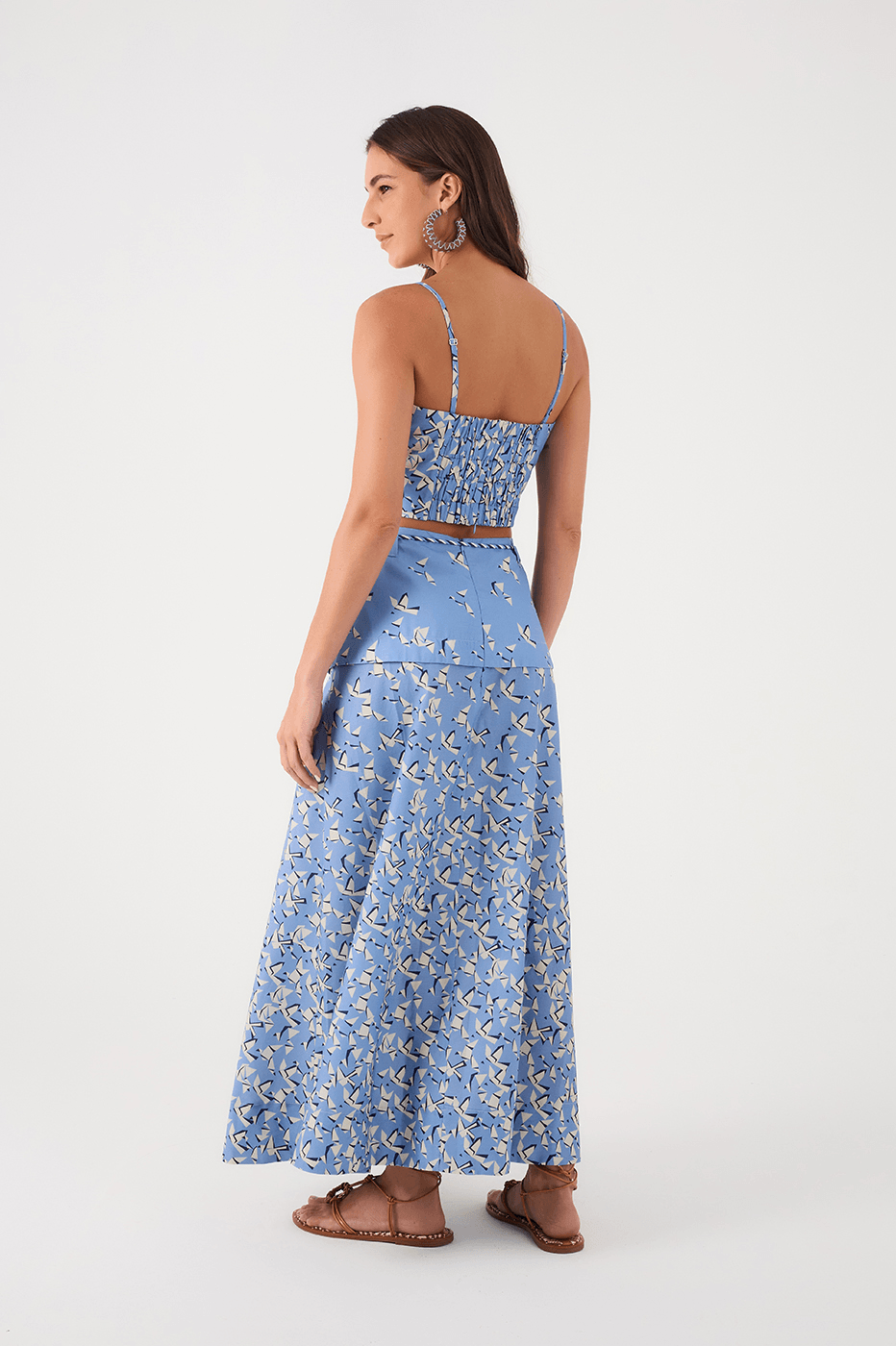 Blue Voo Livre Drawstring Rope Layered Maxi Skirt