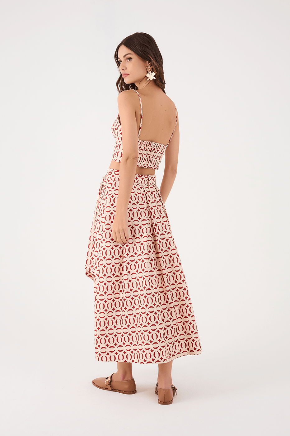 Off-White Cobogo Front Ties Pleats Tricoline Maxi Skirt