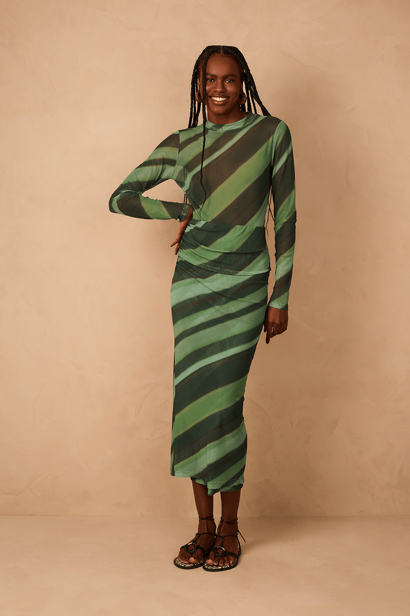 Green Floresta Double Tulle Maxi Skirt_1