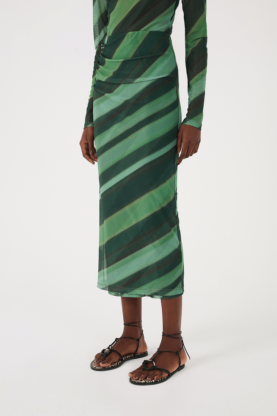 Green Floresta Double Tulle Maxi Skirt