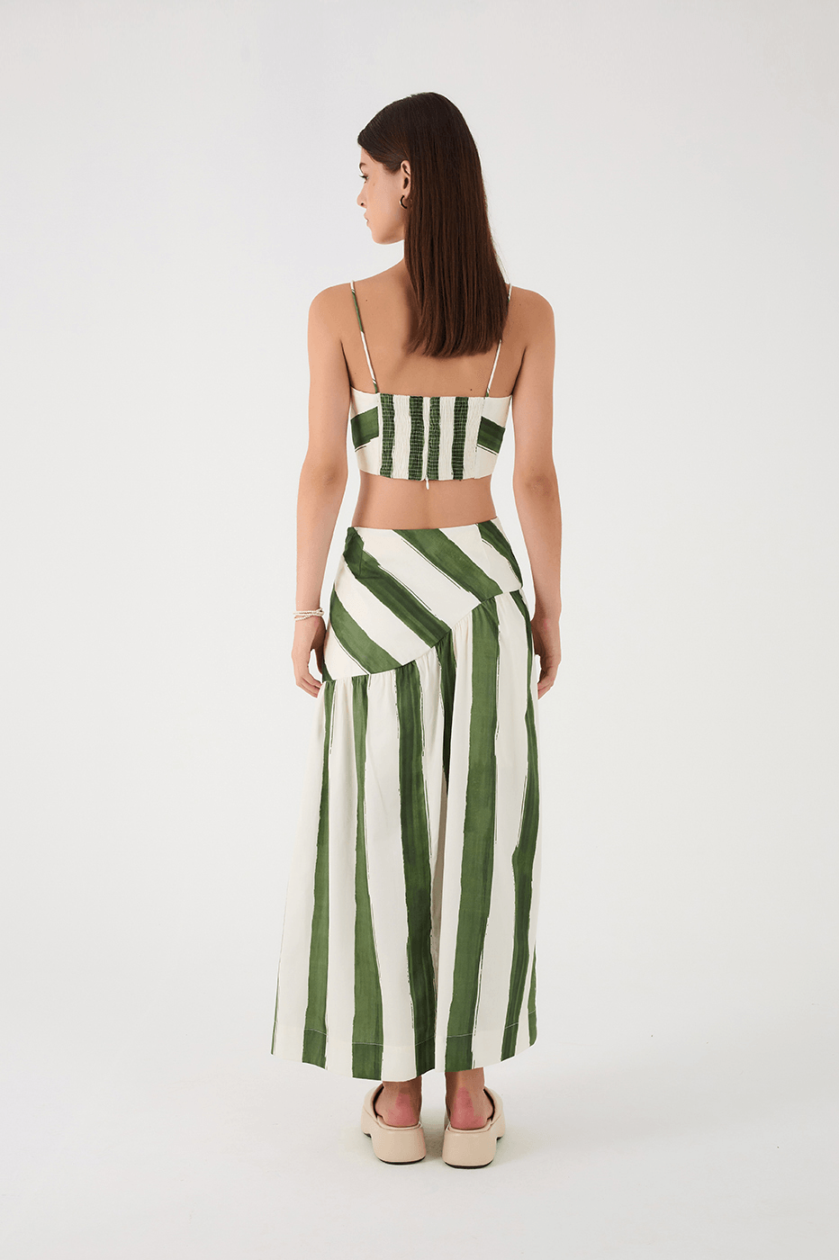 Green Natureza Elongated Waistline Maxi Skirt