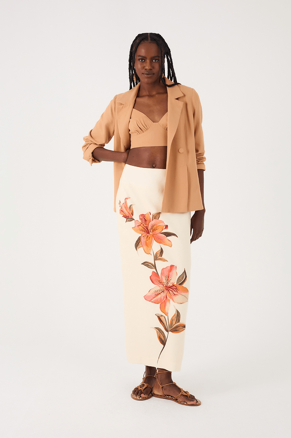 Off-White Polen Back Slit Slim Linen Maxi Skirt