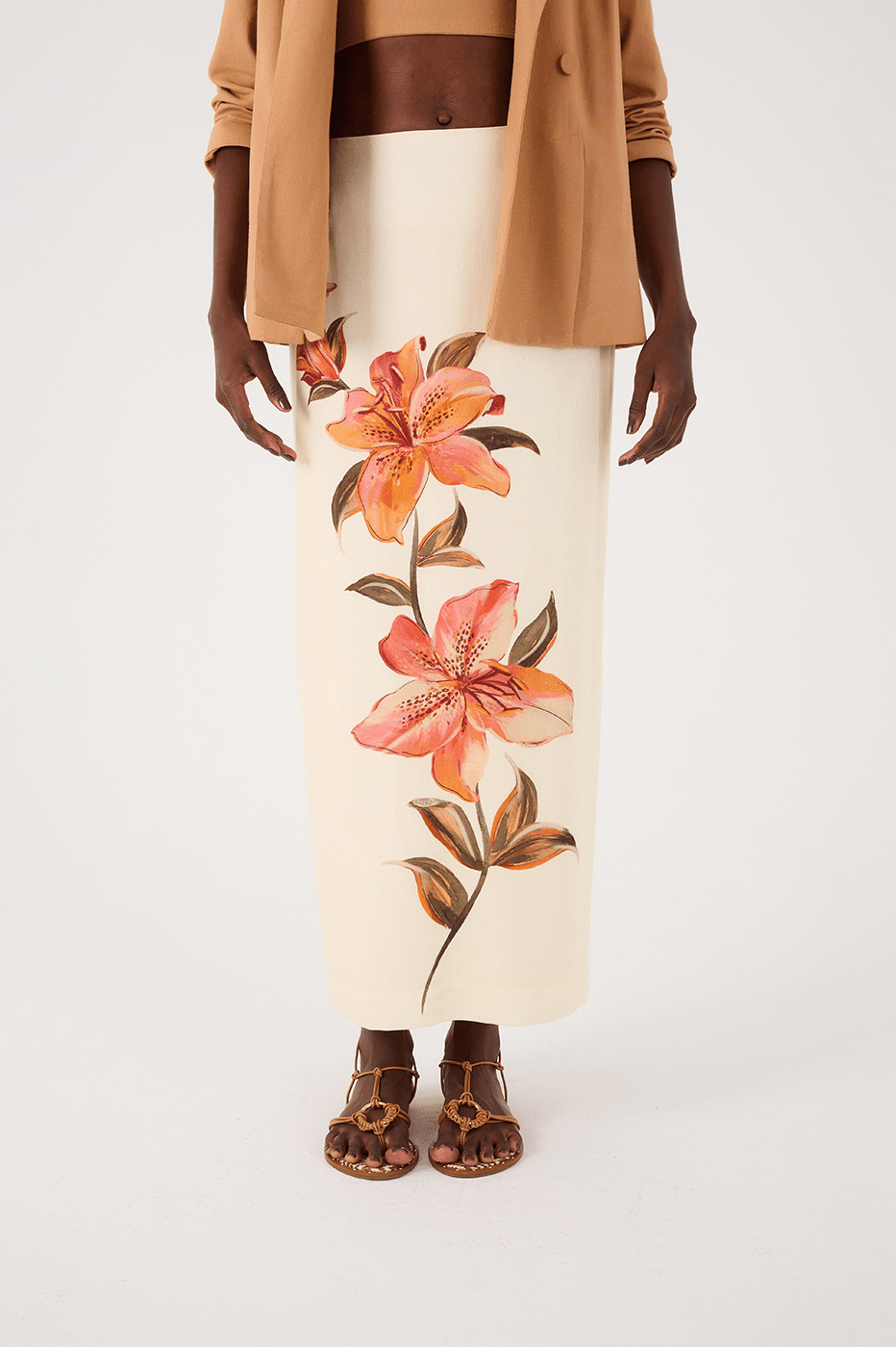 Off-White Polen Back Slit Slim Linen Maxi Skirt