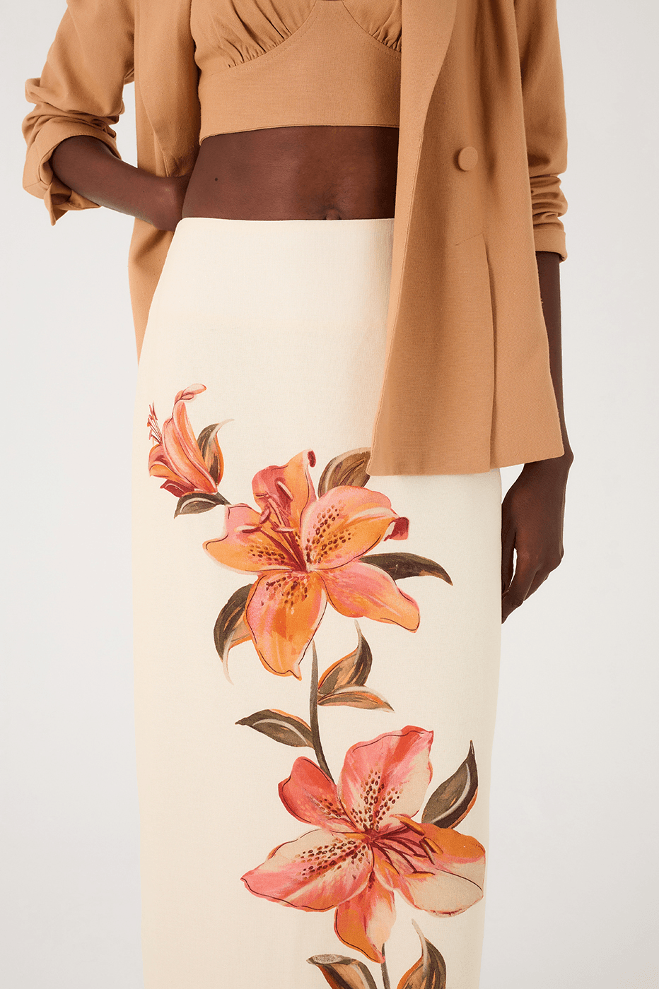 Off-White Polen Back Slit Slim Linen Maxi Skirt