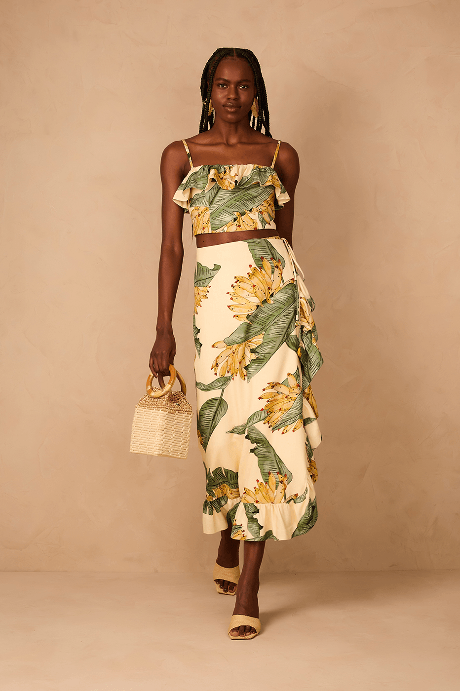 Ruffled Pareo Skirt with Paradise Print