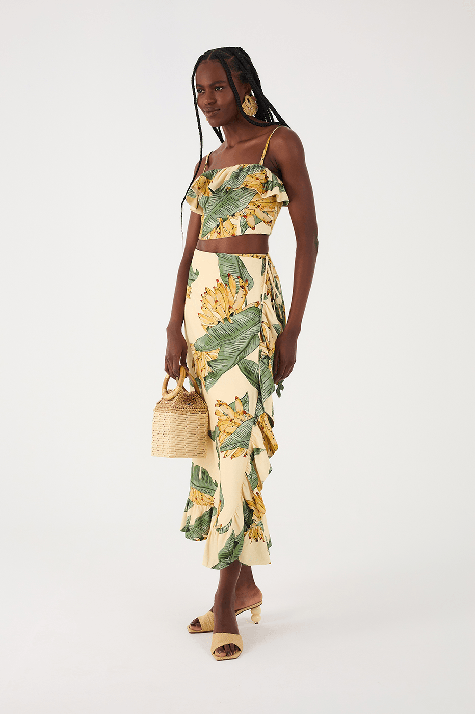 Ruffled Pareo Skirt with Paradise Print