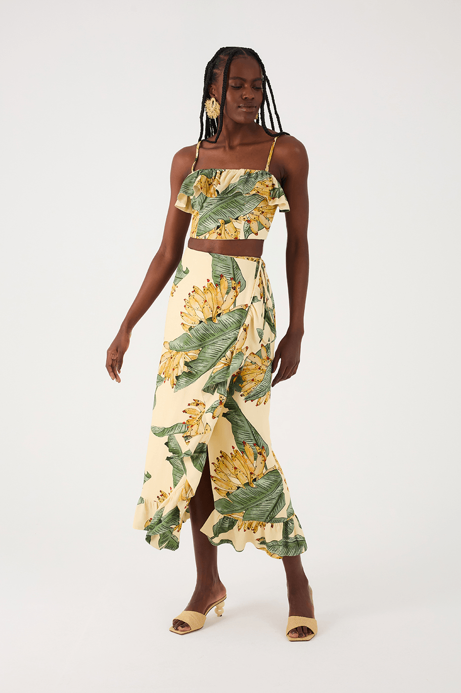 Ruffled Pareo Skirt with Paradise Print