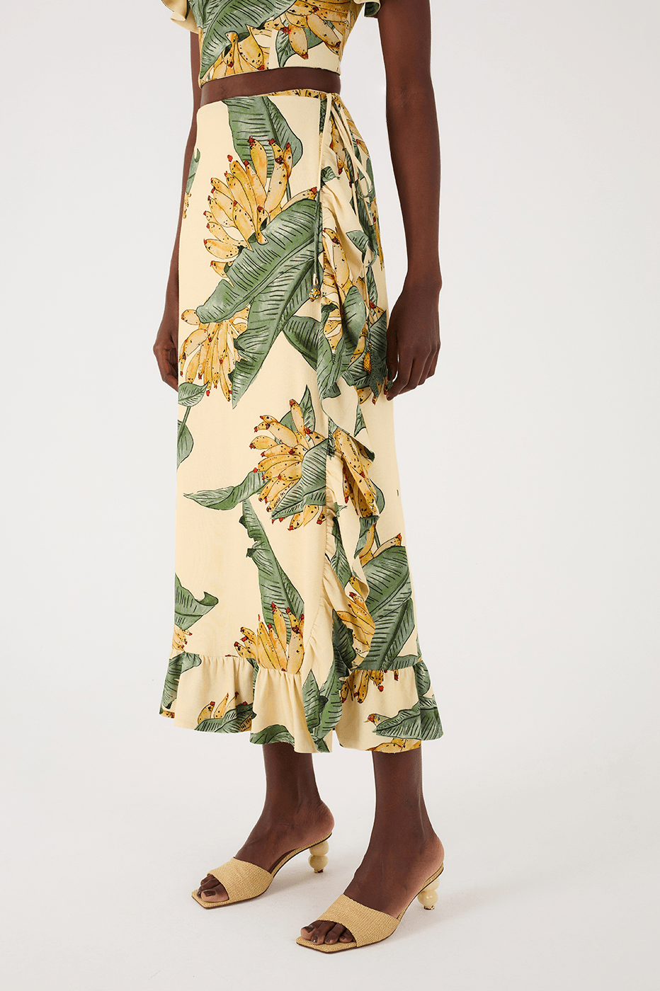 Ruffled Pareo Skirt with Paradise Print