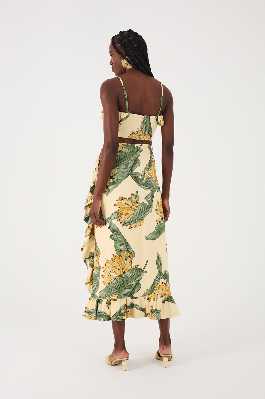 Ruffled Pareo Skirt with Paradise Print
