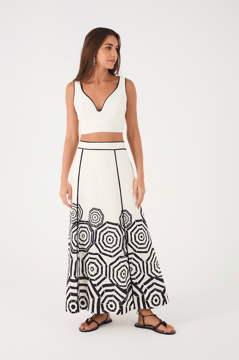 Off-White Praia Side Pockets Linen Maxi Skirt