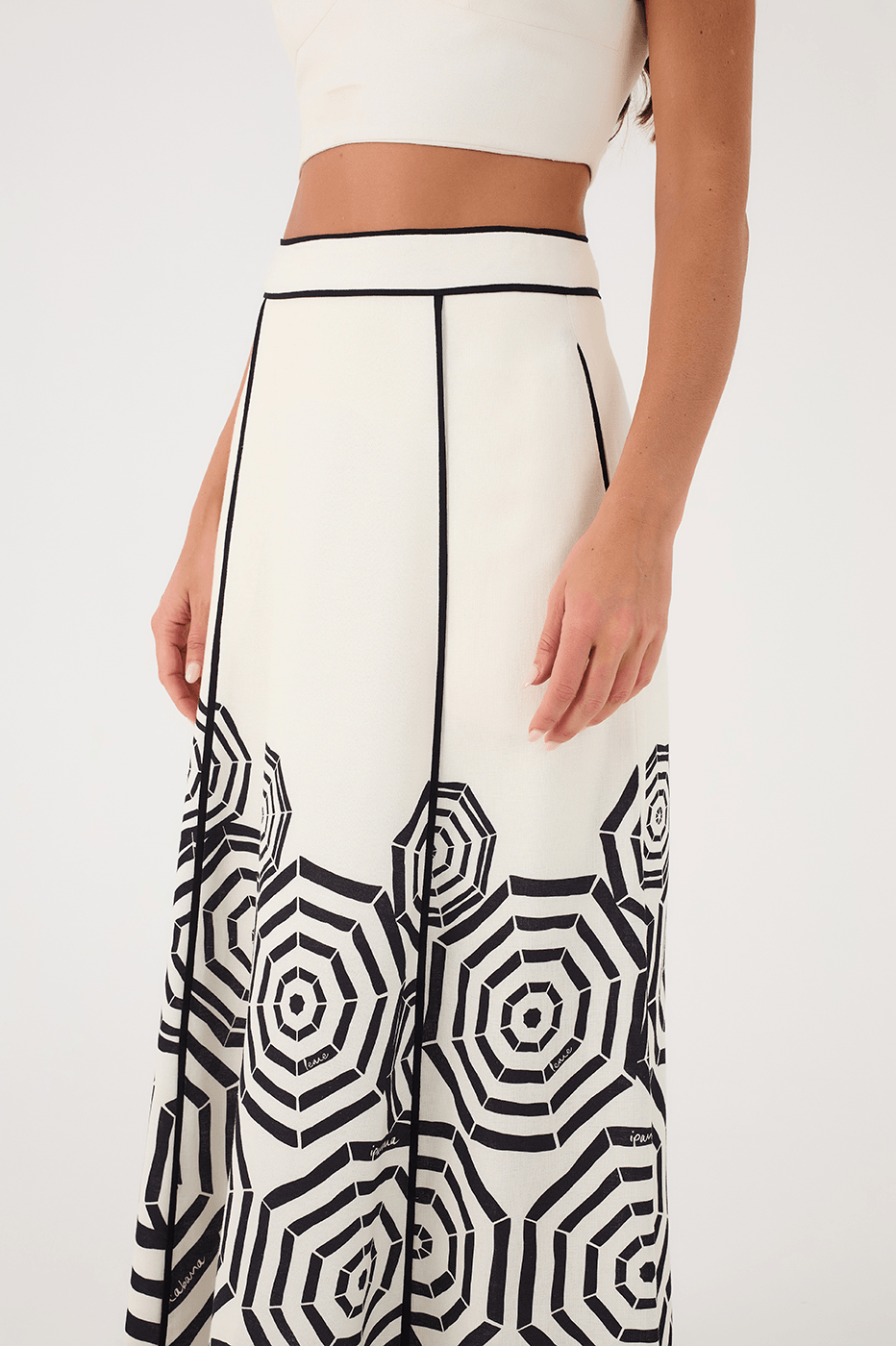 Off-White Praia Side Pockets Linen Maxi Skirt
