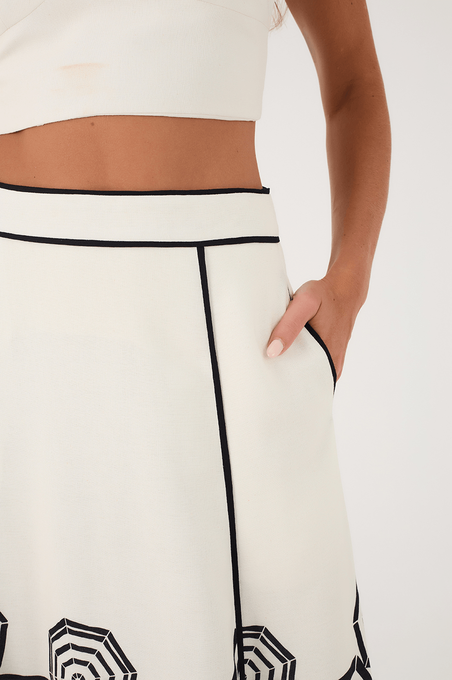 Off-White Praia Side Pockets Linen Maxi Skirt