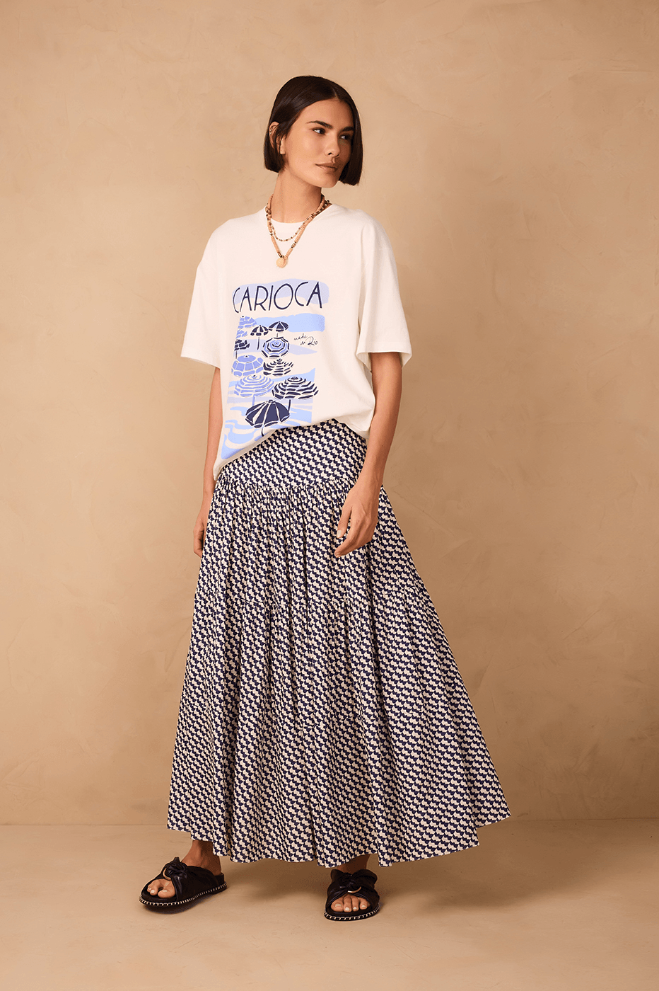 Off-White Gavea Tiered Maxi Skirt